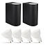 2er Set LED Wandlampe Außenbereich - 4x 2,8W - 2700K - Schwarz