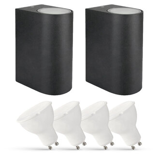 2er Set LED Wandlampe Außenbereich - 4x 2,8W - 2700K - Anthrazit