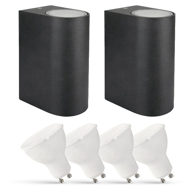 2er Set LED Wandlampe Außenbereich - 4x 2,8W - 2700K - Anthrazit