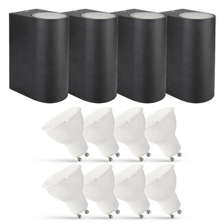 4er Set LED Wandlampe Außenbereich - 8x 2,8W - 2700K - Anthrazit