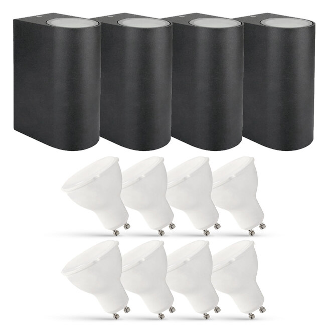 4er Set LED Wandlampe Außenbereich - 8x 2,8W - 2700K - Anthrazit