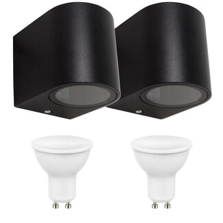 2er Set LED Wandlampe Außenbereich - 2x 4W - 3000K - Schwarz