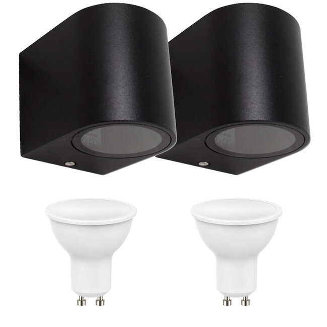 2er Set LED Wandlampe Außenbereich - 2x 4W - 3000K - Schwarz
