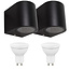 2er Set LED Wandlampe Außenbereich - 2x 4W - 3000K - Schwarz