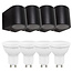 4er Set LED Wandlampe Außenbereich - 4x 4W - 3000K - Schwarz