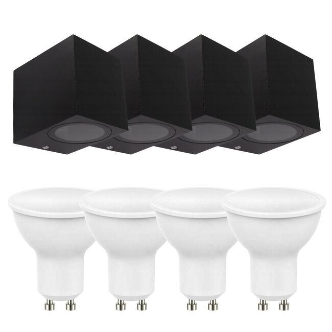 4er Set LED Wandlampe Außenbereich - 4x 4W - 3000K - Anthrazit