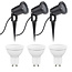 3er Set LED Gartenspot Sting 100cm Kabel - 3x 4W - 3000K - IP65 - Schwarz