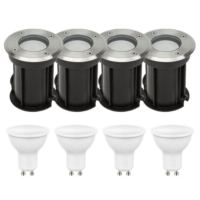 4er Set LED Bodenspot Außenbereich - 4x 4W - 3000K - IP67