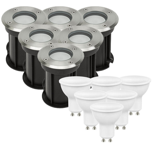 6er Set LED Bodenspot Außenbereich - 6x 4W - 3000K - IP67