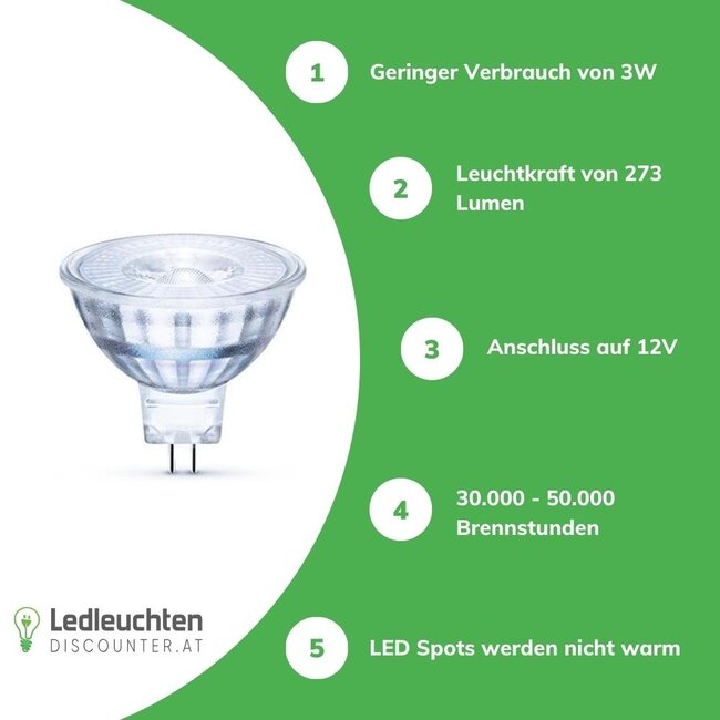 LED line LED MR16 / GU5.3 Strahler 12V 3W 3000K Warmweiß entspricht 25W