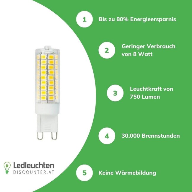 LED line LED G9 - 7W entspricht 70W - 3000K Warmweiß -	64x19 mm