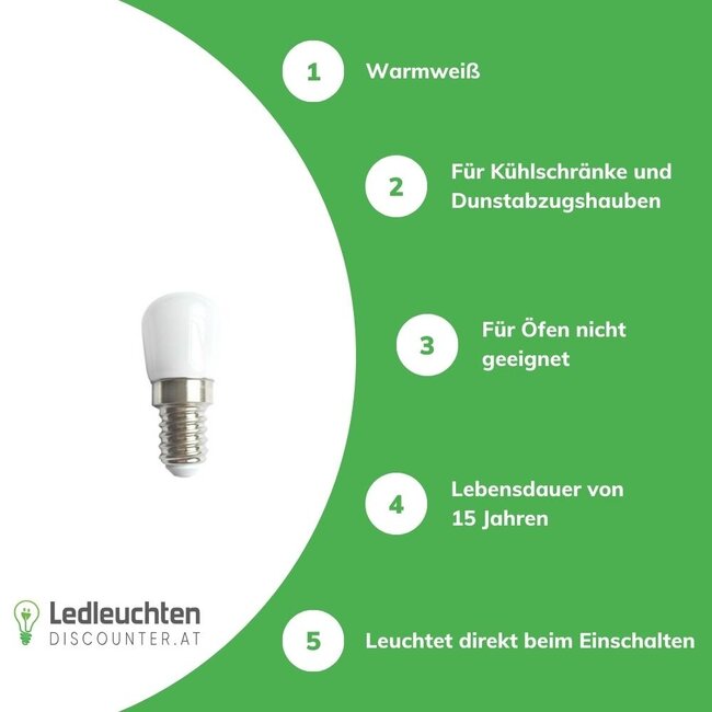 E14 LED Lampe - Type T26 - 2W entspricht 12W -3000K Warmweiß