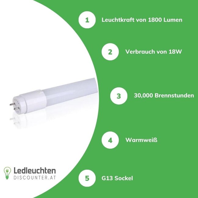 LED Leuchtstoffröhre - 120cm 18W entspricht 36W - Lichtfarbe optional - 1 Jahr Garantie