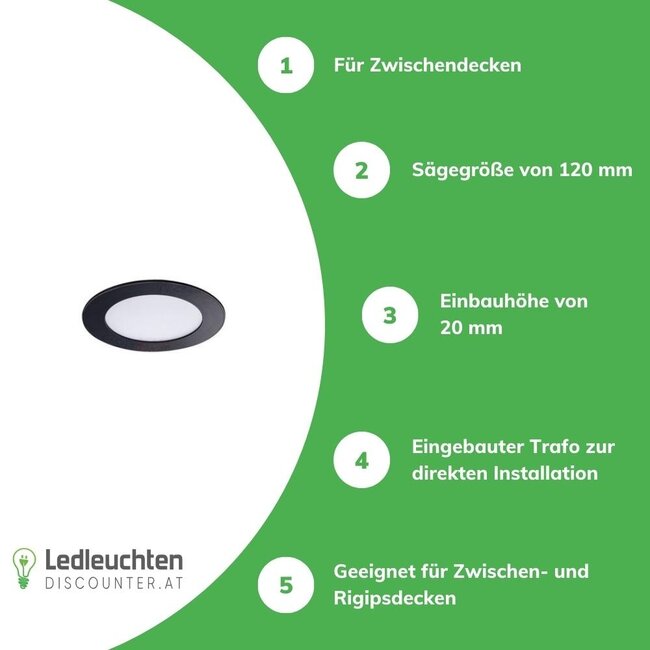 LED Strahler Einbaurahmen rund - 6W entspricht 40W - Einbaugröße ~120mm - 3000K Warmweiß