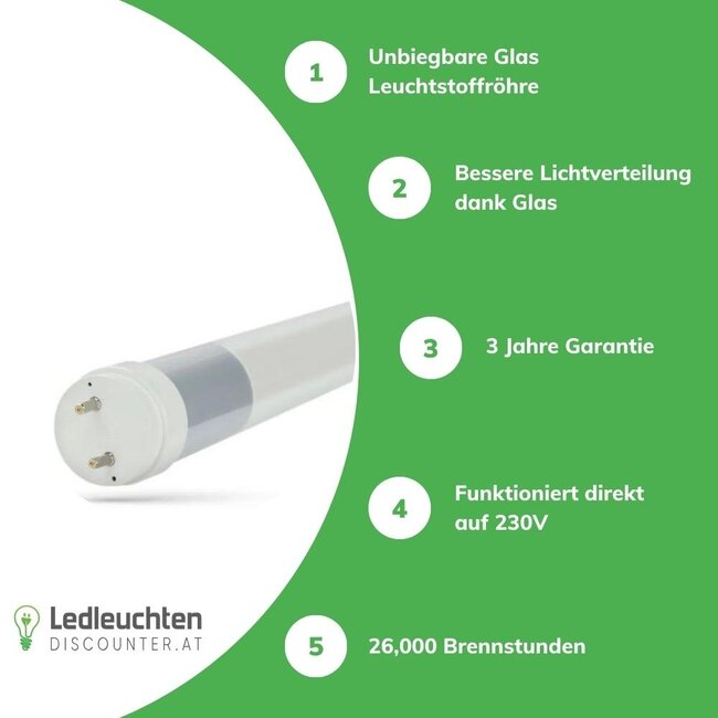 LED T8/G13 Leuchstoffröhre 120cm - 18W entspricht 36W - Lichtfarbe optional