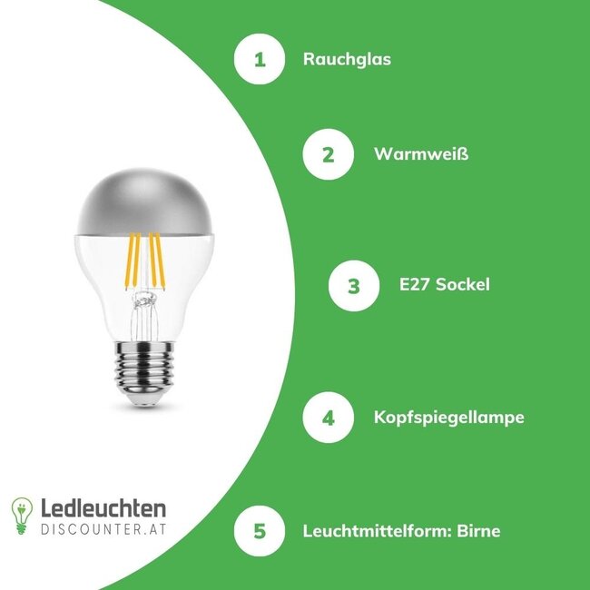 LED Kopfspiegel Fadenlampe - E27 A60 4W - 2700K Warmweiß