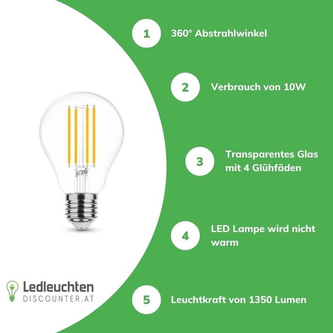 LED Fadenlampe dimmbar - E27 A67 10W - 2700K Warmweiß