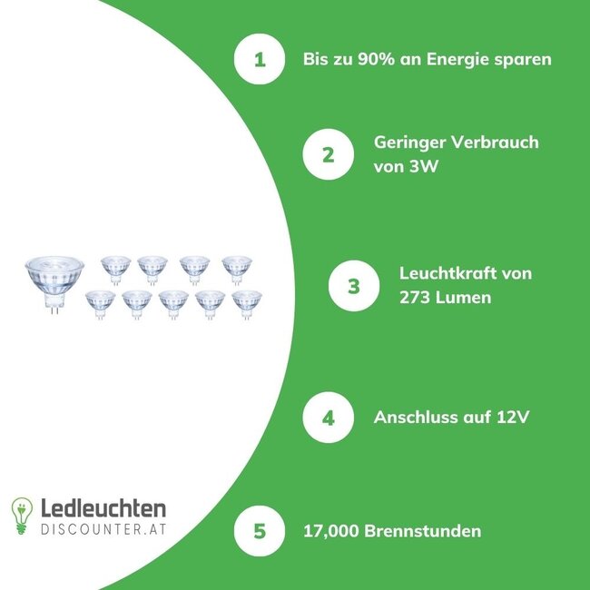 10er Vorteilspack - GU5.3 LED Spots - 3W entspricht 25W - Lichtfarbe optional