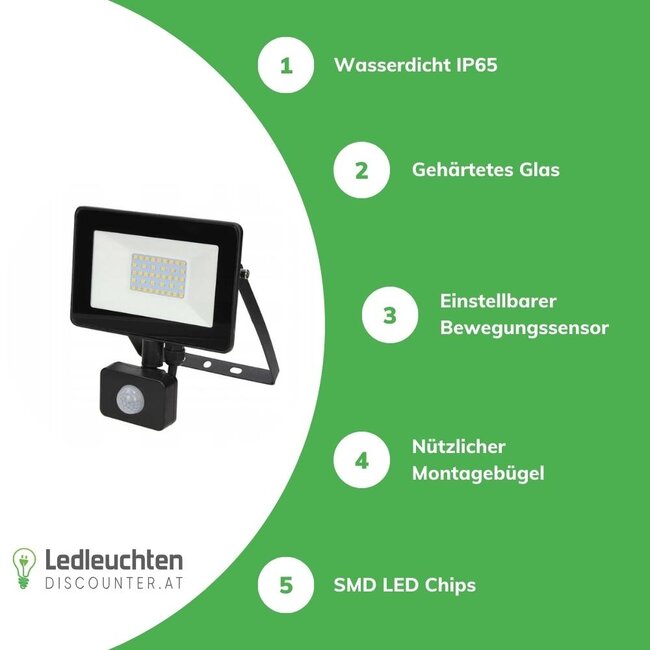 LED ECO Strahler mit Bewegungssensor - 10W 4000K