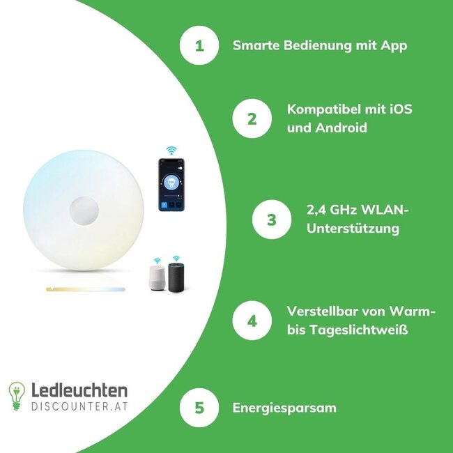 WLAN LED Deckenlampe - 18W - CCT - per App steuerbar
