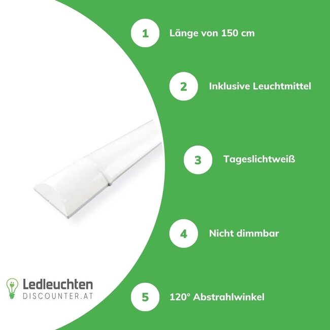 Aigostar LED Unterbauleuchte - 150cm - IP20 - 50W - 5000Lm - 230V - Lichtfarbe wählbar