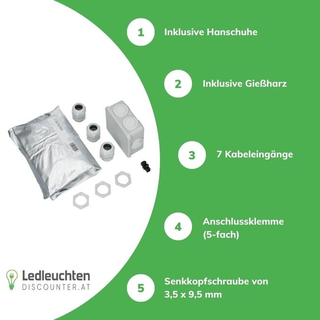 BBC Celpack Gießharz Verbindungsmuffe IP68 | Komplettset inkl. Dosenmuffe / Abzweigdose und Gießharz - GTC 10 für Kunststoffkabel und Leitungen