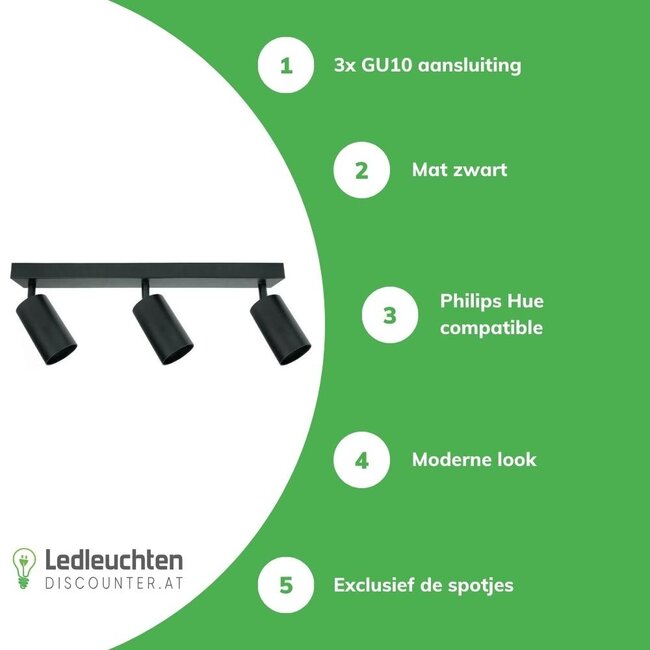 LED Deckenspot Bardo - 3x GU10 Fassung - Schwarz matt - exkl. LED Spots