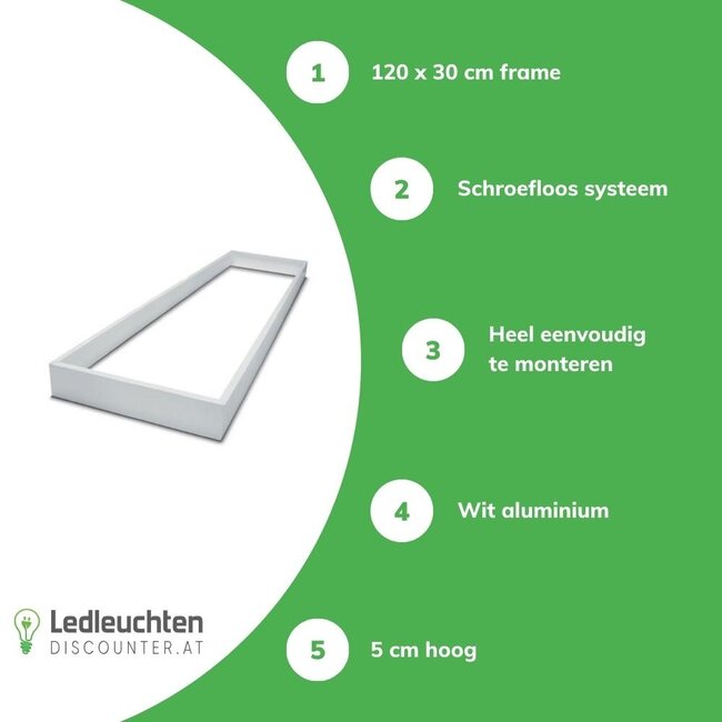 Decken Aufbaurahmen 120x30cm - Weiß - für LED Panel -  Schraublose Befestigung