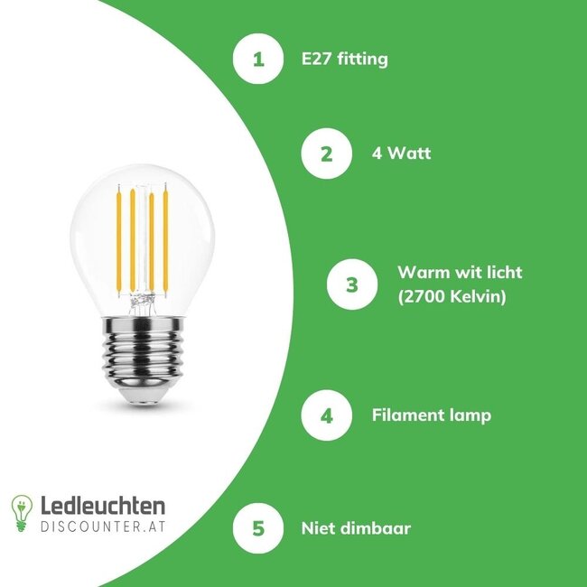LED Fadenlampe - E27 G45 4W - 2700K Warmweiß