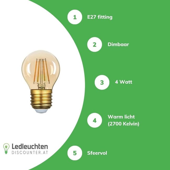 LCB Dimmbare LED Fadenlampe G45 - E27  - 4W - 2200K Extra Warmweiß - 230V