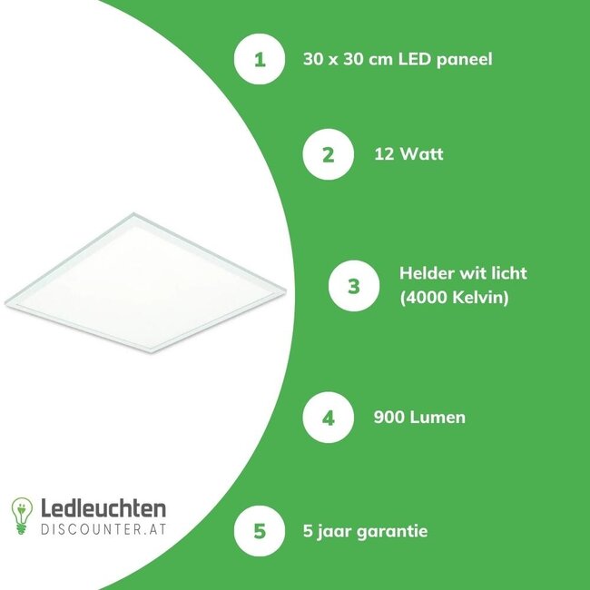 Aigostar LED Panel 30x30 cm 12W - Neutralweiß - 4000K 900Lm inkl. Trafo 5 Jahre Garantie - flimmerfrei