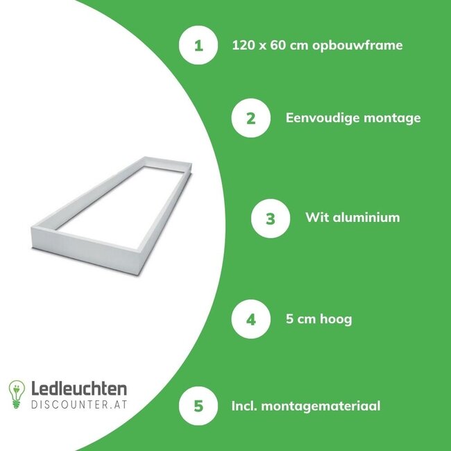 Aigostar Aufbaurahmen 120x60cm - Weiß - für LED Panels - inkl. Befestigungsmaterialien