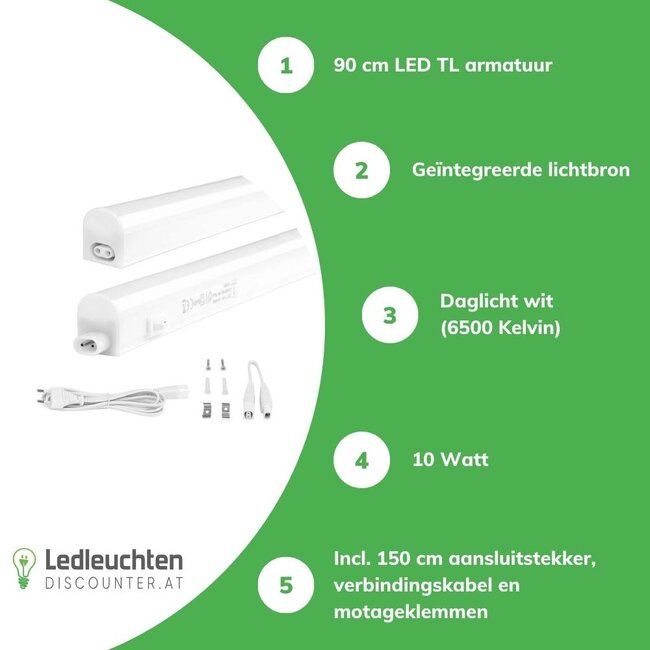 Aigostar T5 LED Küchenunterbauleuchte - 90cm - Lichtfarbe optional - komplett mit 0,6m Anschlusskabel und Ein- / Ausschalter - 12W entspricht 100W