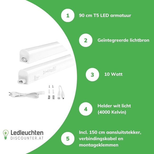 Aigostar T5 LED Küchenunterbauleuchte - 90cm - Lichtfarbe optional - komplett mit 0,6m Anschlusskabel und Ein- / Ausschalter - 12W entspricht 100W