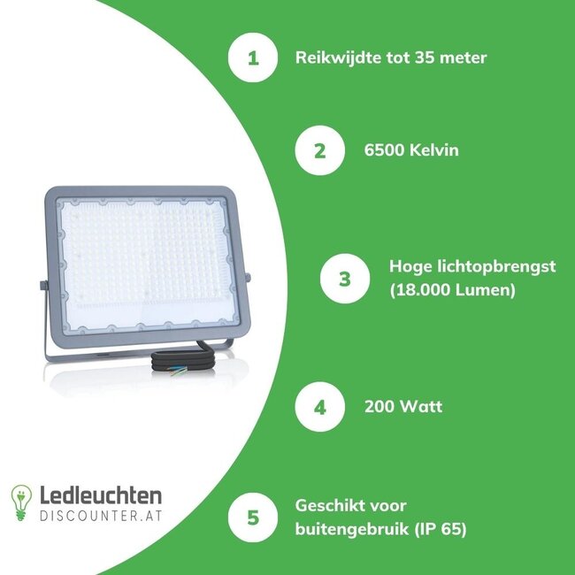 LED Strahler PRO IP65 - 200W 18.000 Lumen - 6500K Tageslichtweiß - 3 Jahre Garantie
