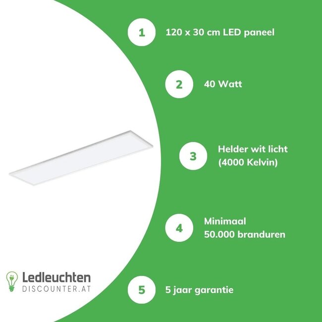 LED Panel 30x120cm - 40W - 4000Lm inkl. Trafo 5 Jahre Garantie