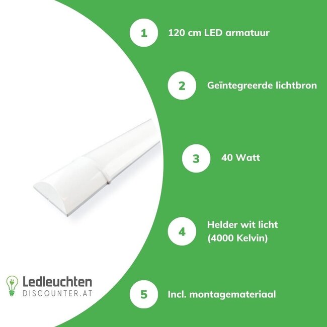 Aigostar LED Unterbauleuchte - 120cm - IP20  - 40W - 4000Lm  - 230V - Lichtfarbe optional