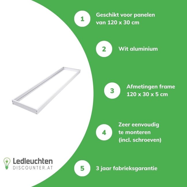 Aigostar Aufbaurahmen 120x30cm - Weiß - für LED Panels - inkl. Befestigungsmaterialien