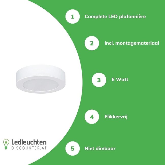 Aigostar LED Deckenlampe Ø122mm  - rund - Ceiling light - 6W entspricht 40W - Lichtfarbe optional - 3000K, 4000K oder 6000K