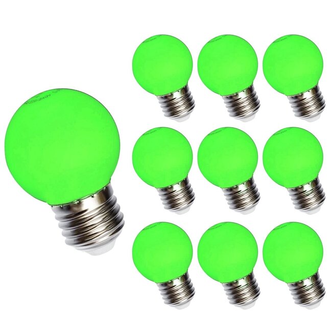 10er Vorteilspack - LED Lampe E27 - G45 1W grüne Lichtfarbe
