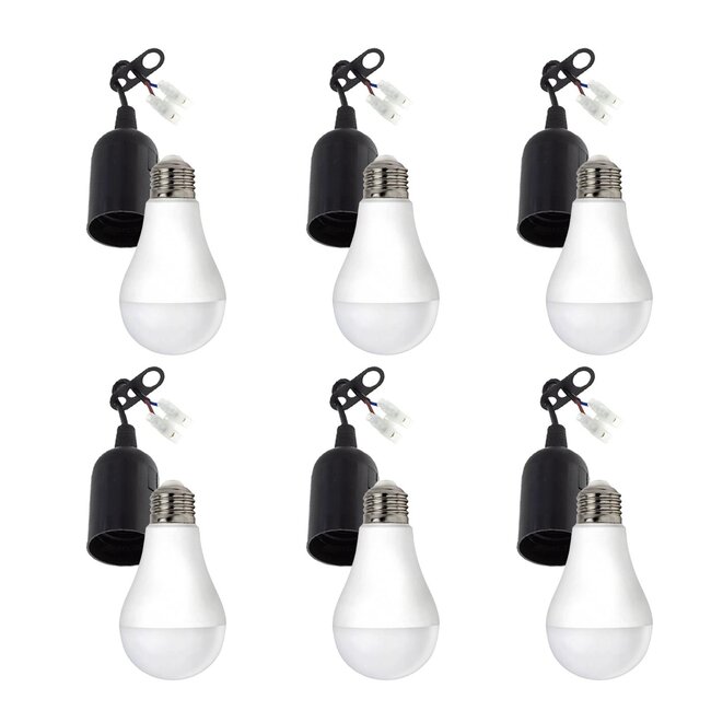 6er Vorteilspack E27 Lampenfassung mit Lüsterklemme - inkl. 6x LED Lampe E27- A60 - 10W 4000K Neutralweiß