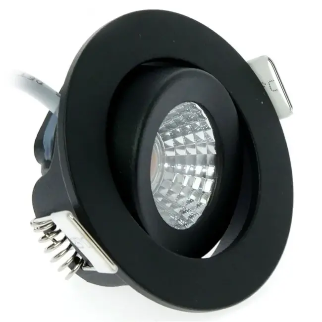 LCB LED LED-Mini-Einbaustrahler IP65 – Schwarz 62 mm – 5 W 450 lm – 2700 K 827 Warmweiß | Schnittgröße 52 mm – Triac dimmbar | 230V