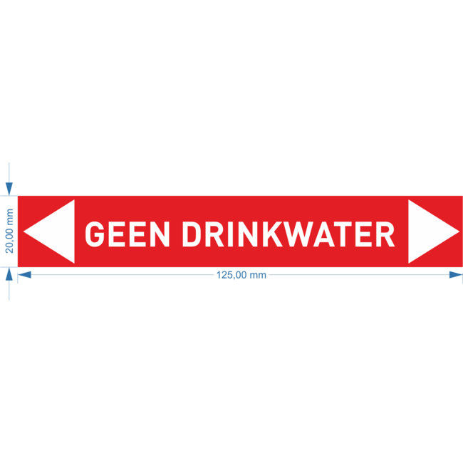 Sticker voor waterleiding "geen drinkwater" 25 x 125 mm