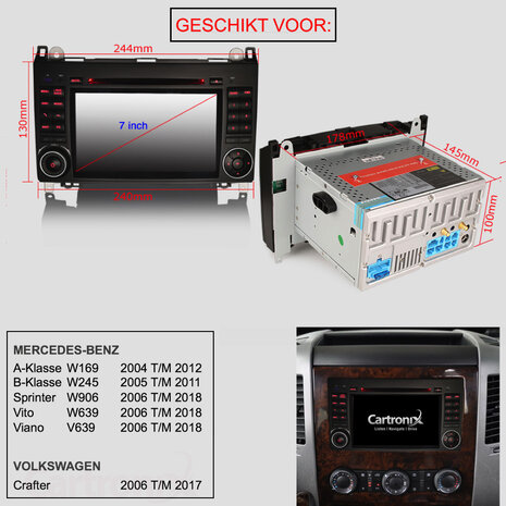 Cartronix Mercedes Autoradio | Android 12 | CarPlay | A B Klasse Sprinter