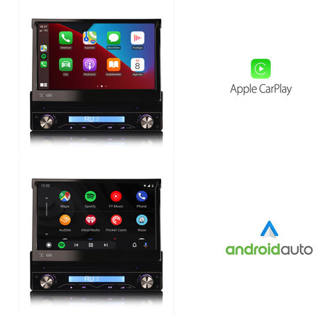 Cartronix Autoradio klapscherm 1 din | CarPlay & Android Auto | Navigatie