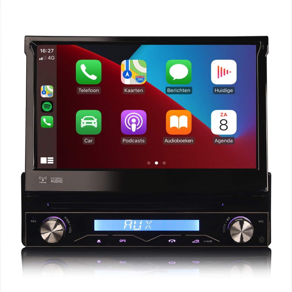 Cartronix Autoradio klapscherm 1 din | CarPlay & Android Auto | Navigatie