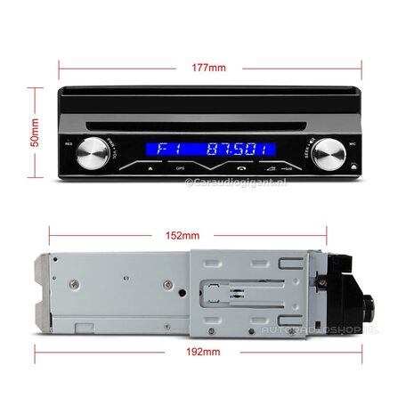 Cartronix Autoradio klapscherm 1 din | CarPlay & Android Auto | Navigatie