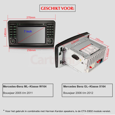 Cartronix Mercedes ML W164 | GL X164 | CarPlay | Android Auto