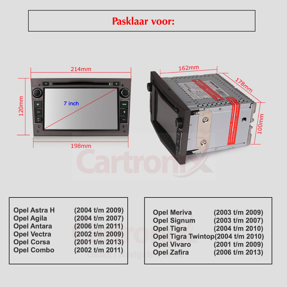 Cartronix Opel CarPlay Android auto | Bluetooth & Wifi | Grijs Cartronix Opel CarPlay Android auto | Bluetooth & Wifi | Grijs