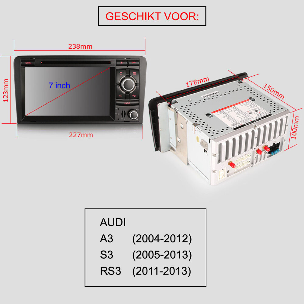 Cartronix Audi A3 S3 RS3 – Android 10 Autoradio – EU Navigatie & Bluetooth – 2003 t/m 2012 Cartronix Audi A3 S3 RS3 – Android 10 Autoradio – EU Navigatie & Bluetooth – 2003 t/m 2012